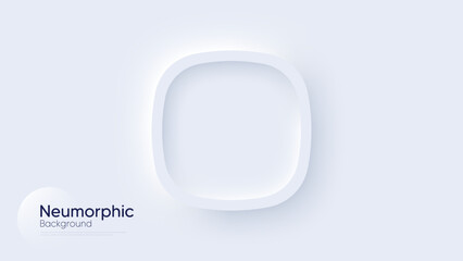 Neumorphic circular background with square concentric elements. Minimal abstract clean paper 3d design template. Concentric circular Neumorphic frame banner. Realistic paper surface button. Vector