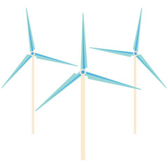 Wind turbines vector illustration in flat color design