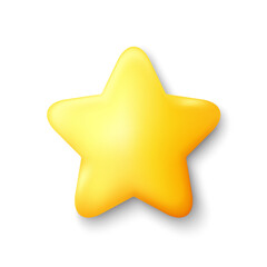 3d yellow star icon. Feedback review, customer rating star. Best 3d icon, website like service button. Winner shape silhouette, gold success star. Best online rating review or good service. Vector