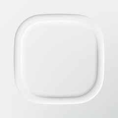 3d square shape of podium stage background. Cosmetic product top view. Neumorphic UI web button. Square 3d banner for product presentation. Top view of podium or stage. Vector