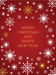 Christmas snowflakes greeting card decoration elements on red background and text