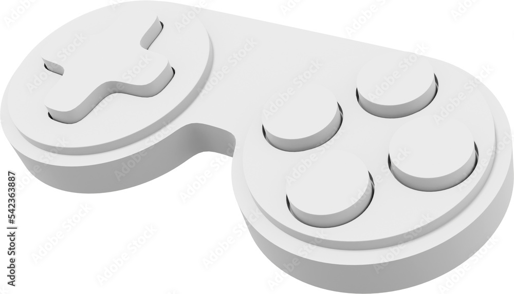 Poster minimalistic console game controller. png white icon on transparent background. 3d rendering.