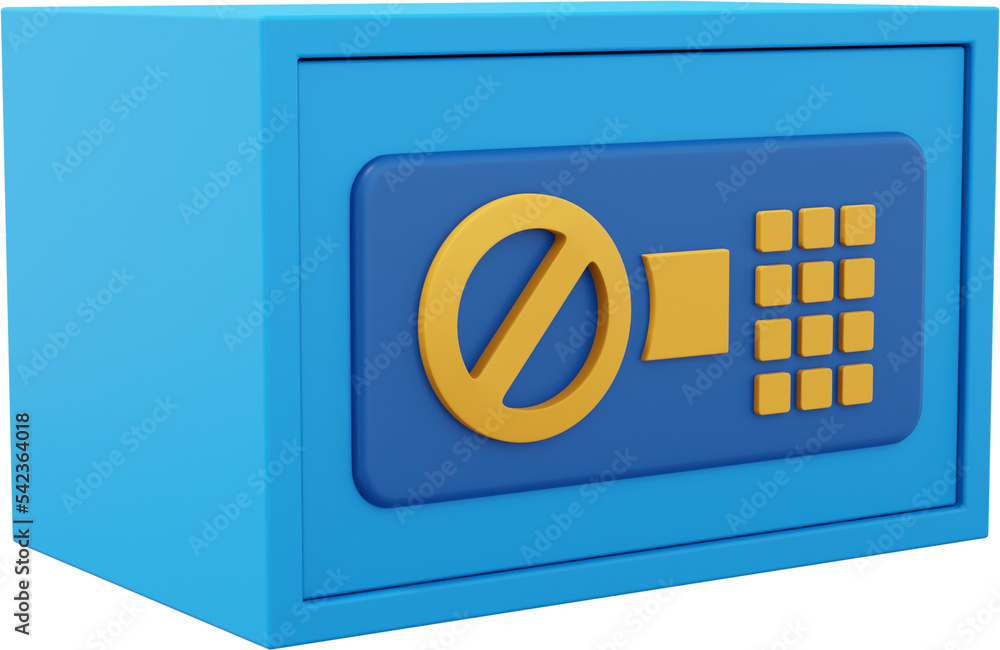 Aufkleber modern safe with code lock. blue close storage. png icon on transparent background. 3d rendering.