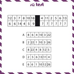 Practice Questions Worksheet for Education and IQ Test. Intelligence questions, Find next - puzzle questions
