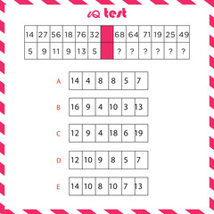 IQ test. Choose correct answer. Set of logical tasks composed of geometric shapes. Vector illustration - Vector 