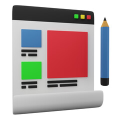 website layout 3d icon illustration