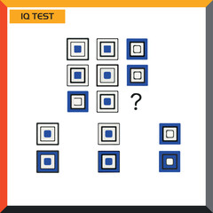 IQ test. Choose correct answer. Set of logical tasks composed of geometric shapes. Vector illustration - Vector 