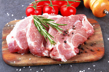 Meat on black surface