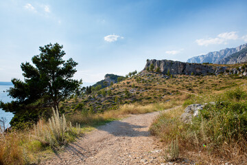 Fototapeta na wymiar Makarska, Croatia landscape of running path. 