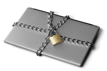 Padlock and Chain on a Laptop