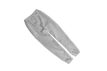 Sweatpants grey on isolated white background. Casual trousers made comfortable fabric for every...