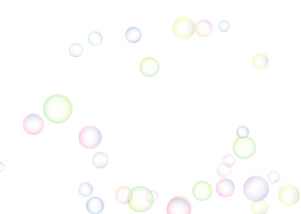 Soap bubbles randomly flew on a white background. Background design. Vector