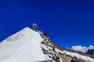 Fototapeta na wymiar View of Sphinx Observatory on Jungfraujoch, one of the highest observatories in the world located at the Jungfrau railway station, Bernese Oberland, Switzerland