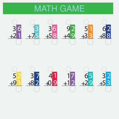 Worksheet. Mathematical puzzle game. Learning mathematics, tasks for addition for preschool children. worksheet for preschool kids - vector 