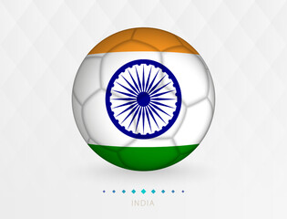 Football ball with India flag pattern, soccer ball with flag of India national team.