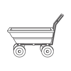 Icons of carts for gardening. Simple linear icons of wheelbarrows. Construction and hardware stores.