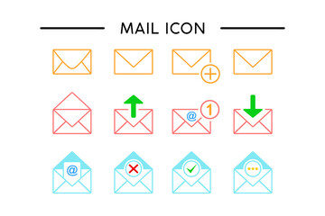 Email icon vector set for ui design kit elements