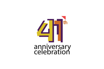 41 year anniversary celebration abstract style logotype. anniversary with purple, yellow, orange color isolated on white background, vector design for celebration, invitation, greeting card - Vector