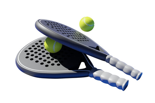 Racchette da padel su sfondo trasparente - illustrazione 3d