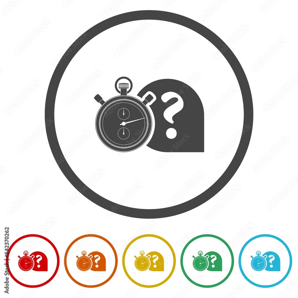 Poster quiz icon. set icons in color circle buttons