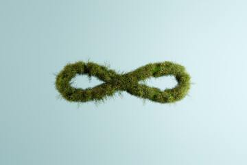 Three dimensional render of infinity symbol made of grass