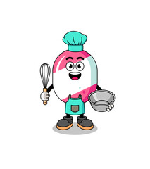 Illustration of candy as a bakery chef