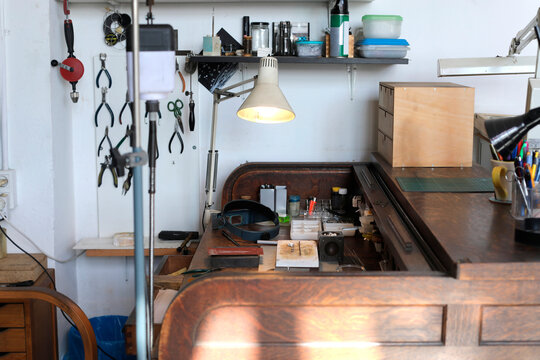 Equipment and tools in jewelry workshop