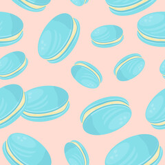Seamless pattern with mint sweets on a pale pink background
