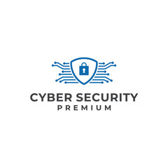 Obraz premium Security logo design with shield shape and padlock, vector illustration