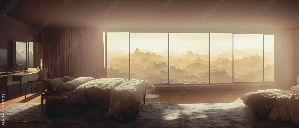 Canvas Prints Artistic concept painting of a beautiful bed room interior