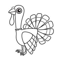 Vector coloring book illustration. Cute turkey in cartoon style