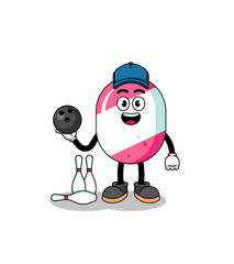 Mascot of candy as a bowling player