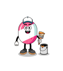 Character mascot of candy as a painter
