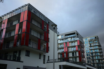 Modern  buildings on dark sky background             