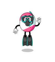 Character cartoon of candy as a diver
