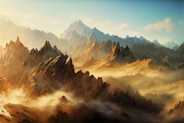 Fantasy mountains illustration