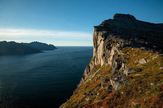 Tranquil scene of Segla mountain peak
