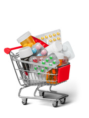 Pills and Tablets in a Shopping Cart
