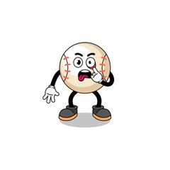 Character Illustration of baseball with tongue sticking out