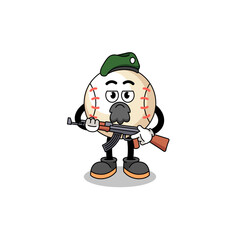 Character cartoon of baseball as a special force