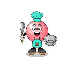 Illustration of gum ball as a bakery chef