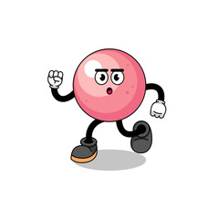 running gum ball mascot illustration