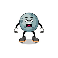 asteroid cartoon illustration with angry expression