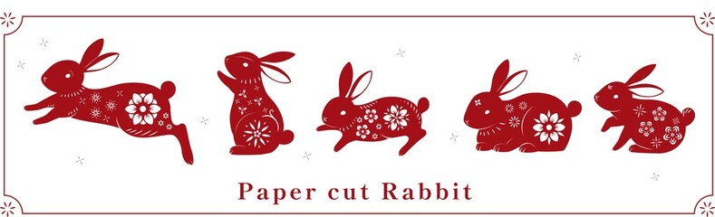 Chinese Rabbit Window Flower Paper-cut.