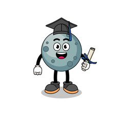 asteroid mascot with graduation pose