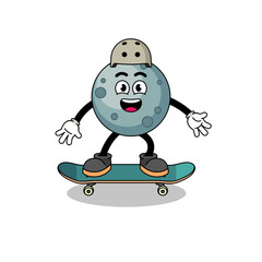 asteroid mascot playing a skateboard