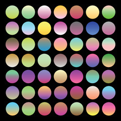 Set of round Vector Gradient. Multicolor Sphere. Modern abstract background texture. Template for design. Isolated objects