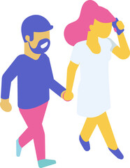 Isometric cartoon couple
