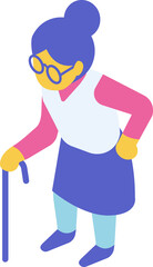 Fototapeta premium Isometric cartoon old woman