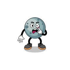 Character Illustration of asteroid with tongue sticking out